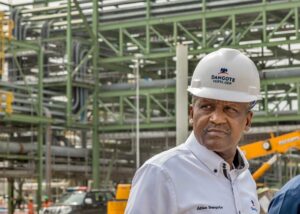 Aliko Dangote at a Dangote Group industrial facility