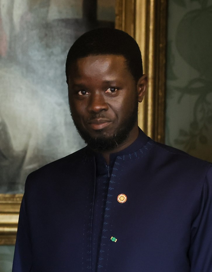 Official portrait of Bassirou Diomaye Faye, President of Senegal, wearing a formal suit.